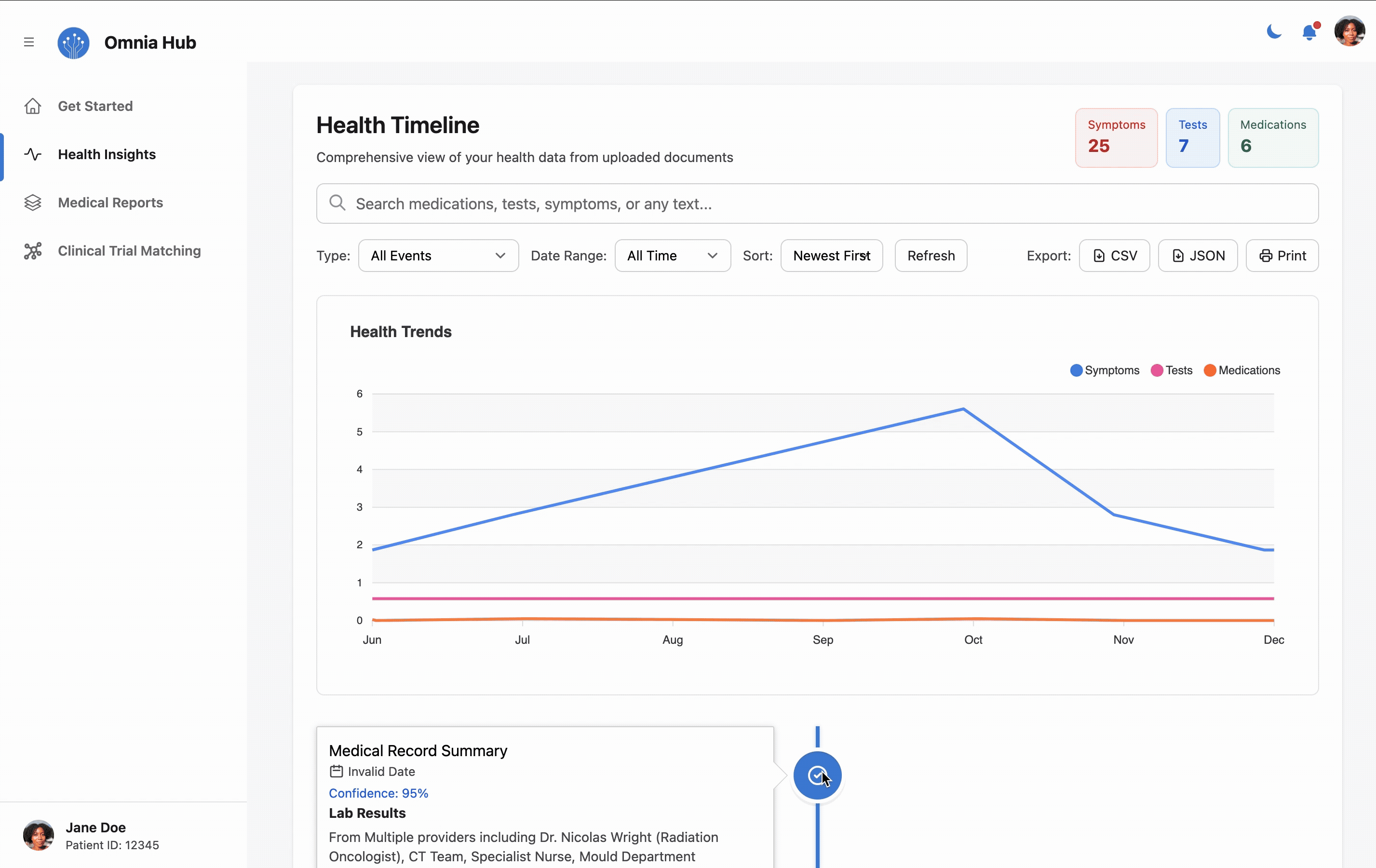Health Insights feature demonstration